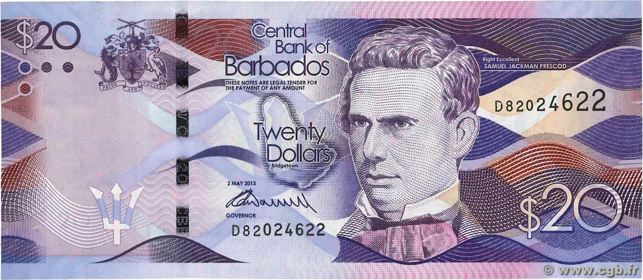20 Dollars BARBADOS  2013 P.76 UNC