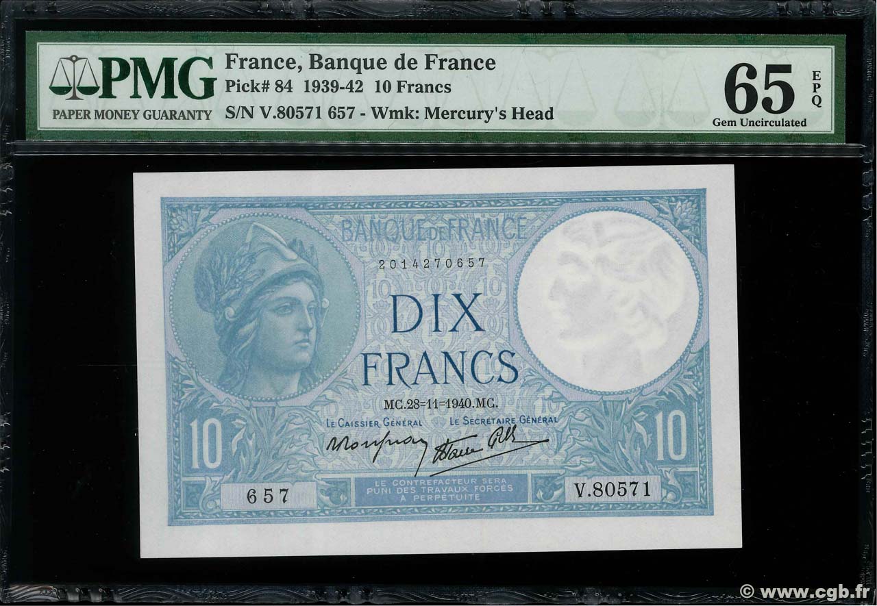 10 Francs MINERVE modifié FRANCIA  1940 F.07.22 FDC