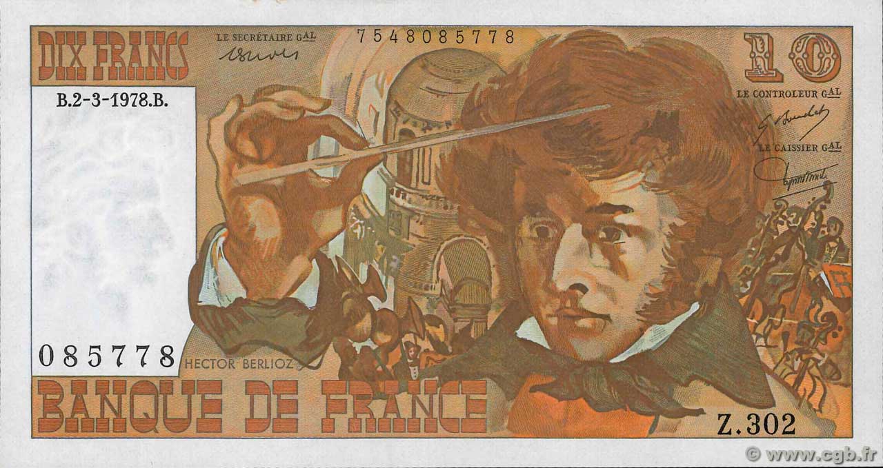 10 Francs BERLIOZ FRANCIA  1978 F.63.23 SC