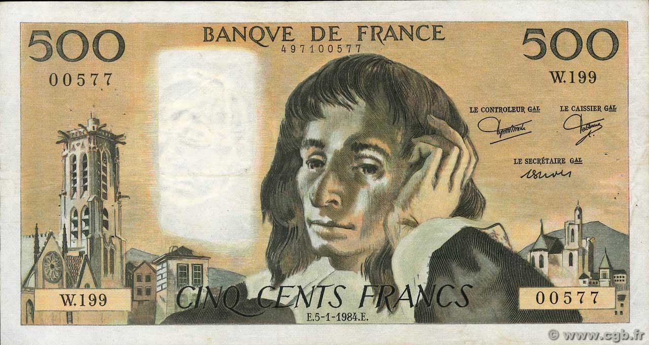 500 Francs PASCAL FRANCIA  1984 F.71.30 BC