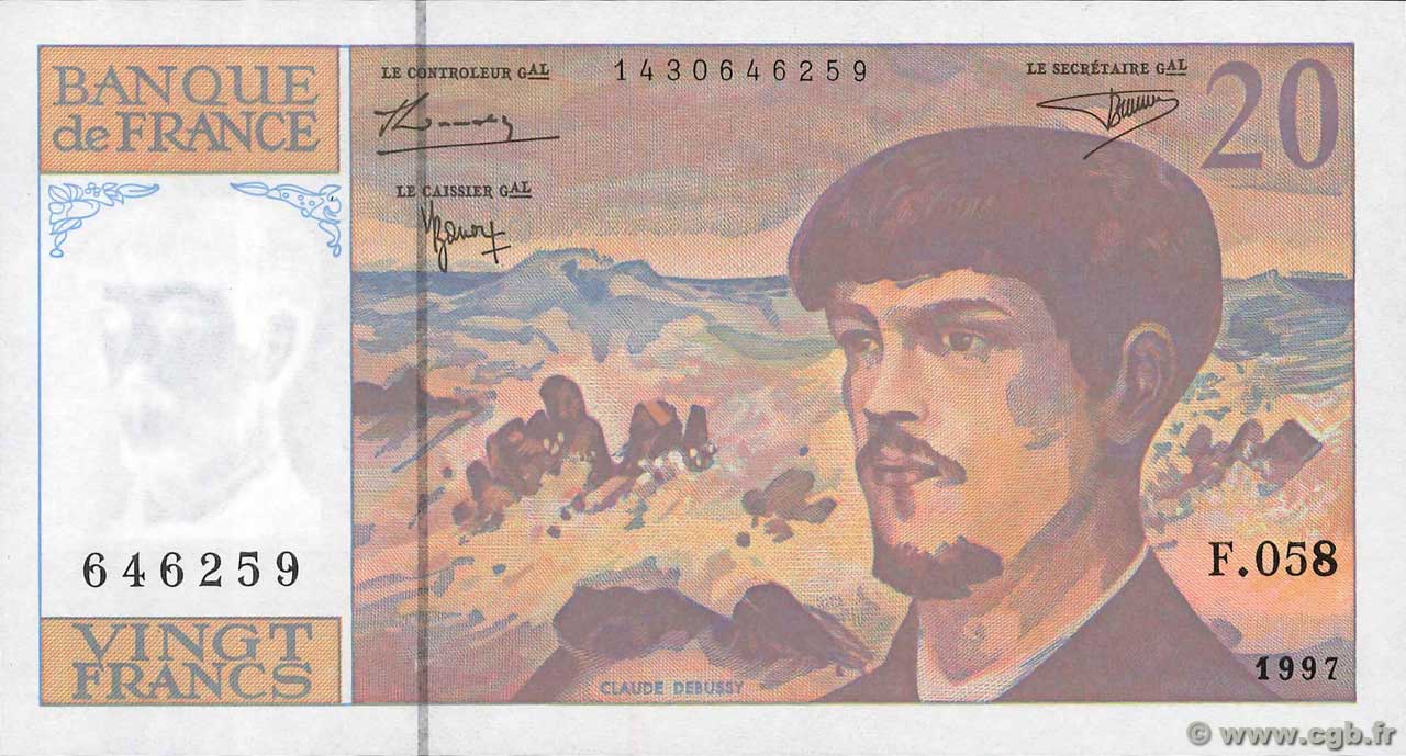 20 Francs DEBUSSY Modifié FRANCIA  1997 F.66ter.02 FDC