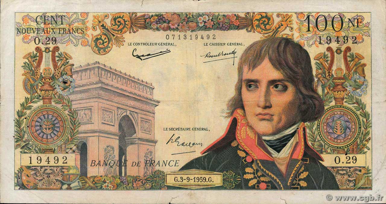 100 Nouveaux Francs BONAPARTE FRANCIA  1959 F.59.03 BC