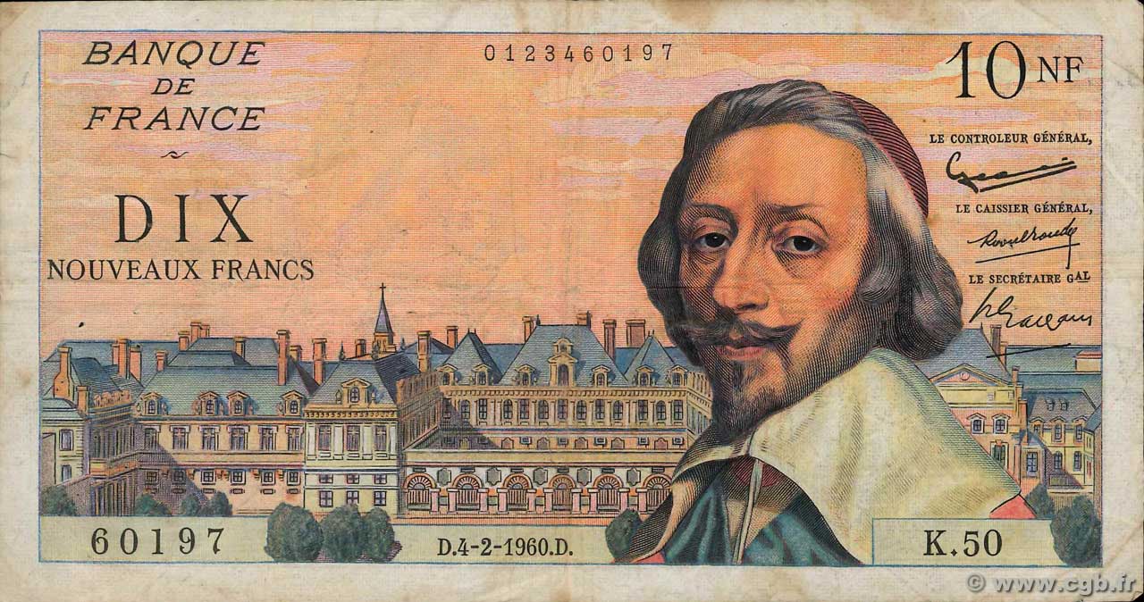 1000 Francs RICHELIEU FRANCIA  1954 F.42.06 RC+