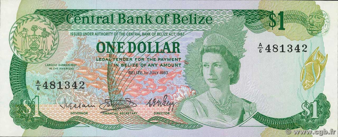 1 Dollar BELIZE 1983 P.43 b91_8905 Banknotes