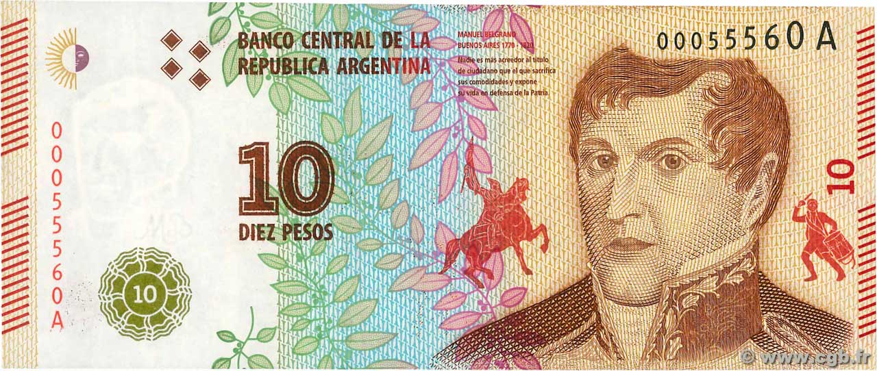 10 Pesos ARGENTINE  2016 P.360 NEUF