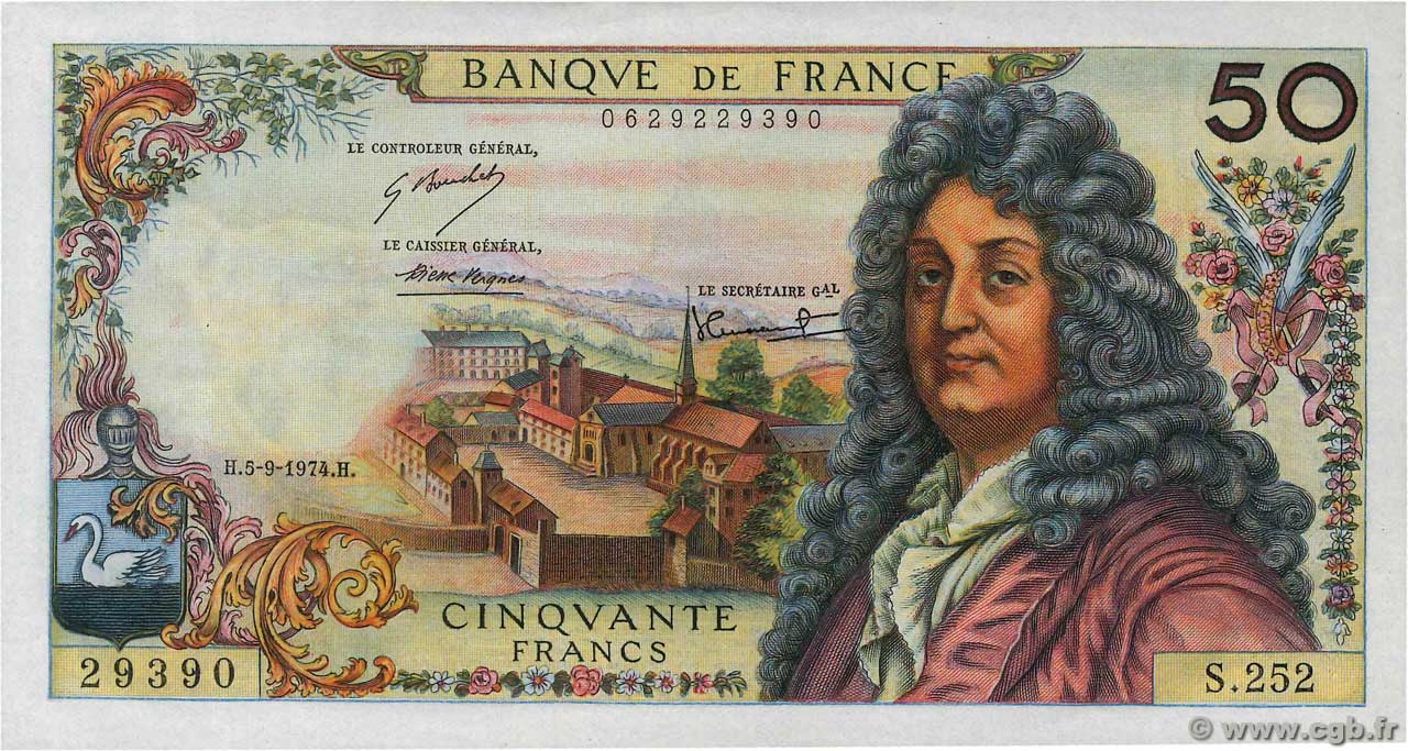 50 Francs RACINE FRANCIA  1974 F.64.27 SPL+