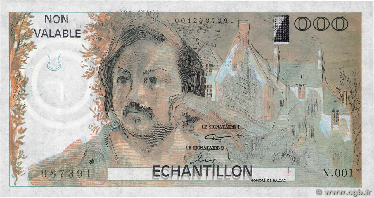 1000 Francs BALZAC Échantillon FRANCE  1980 EC.1980.01 NEUF