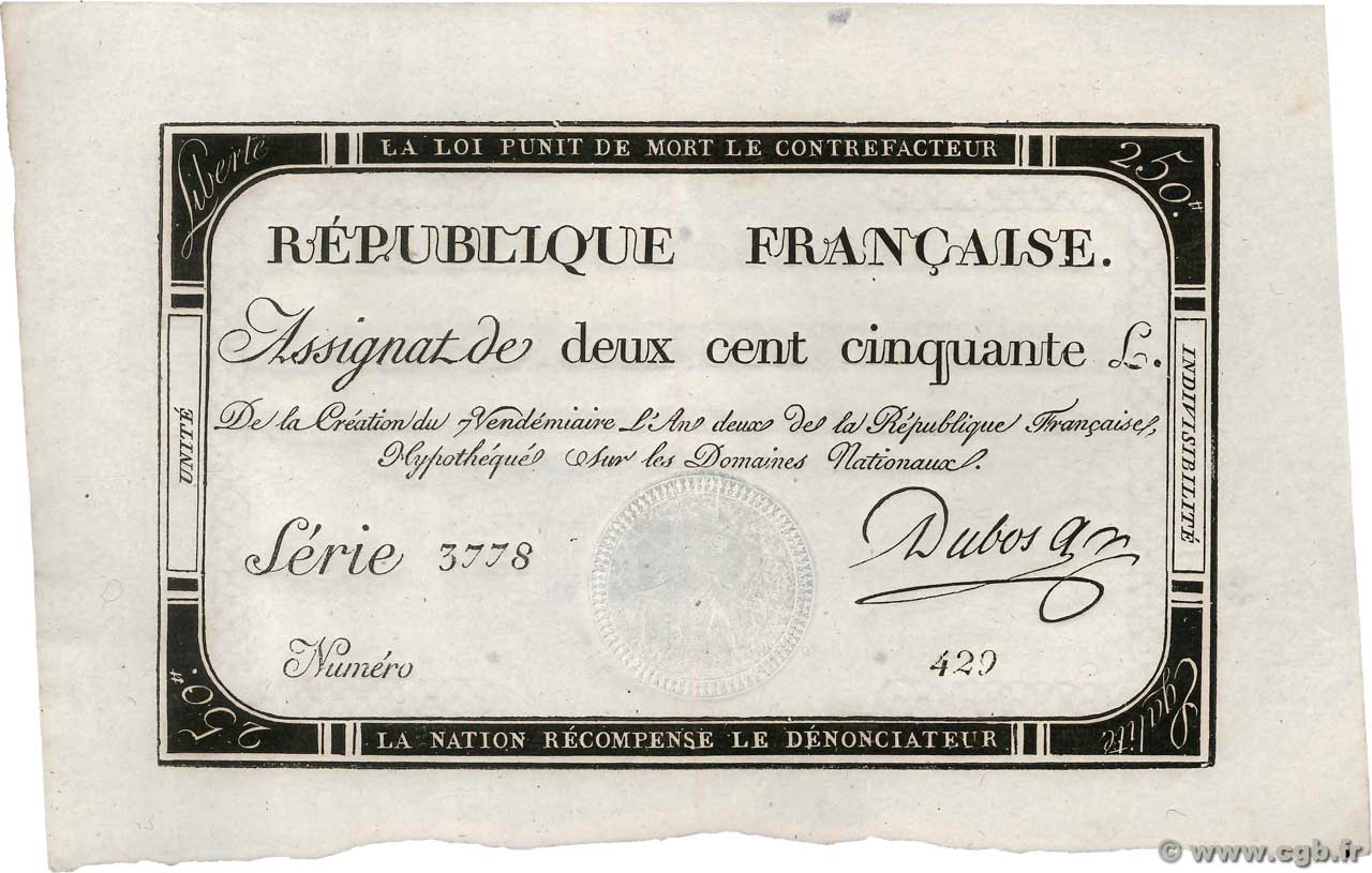 250 Livres FRANCE  1793 Ass.45a SPL