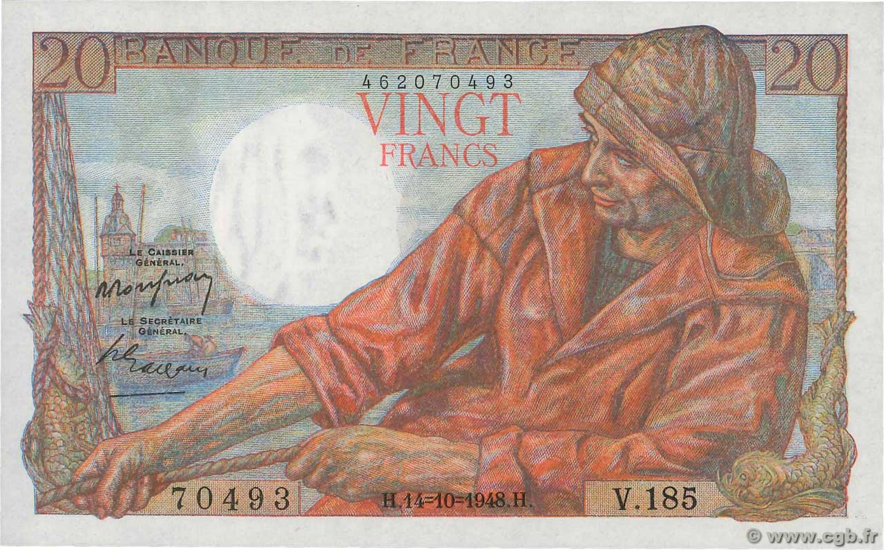 20 Francs PÊCHEUR FRANCE  1948 F.13.13 UNC