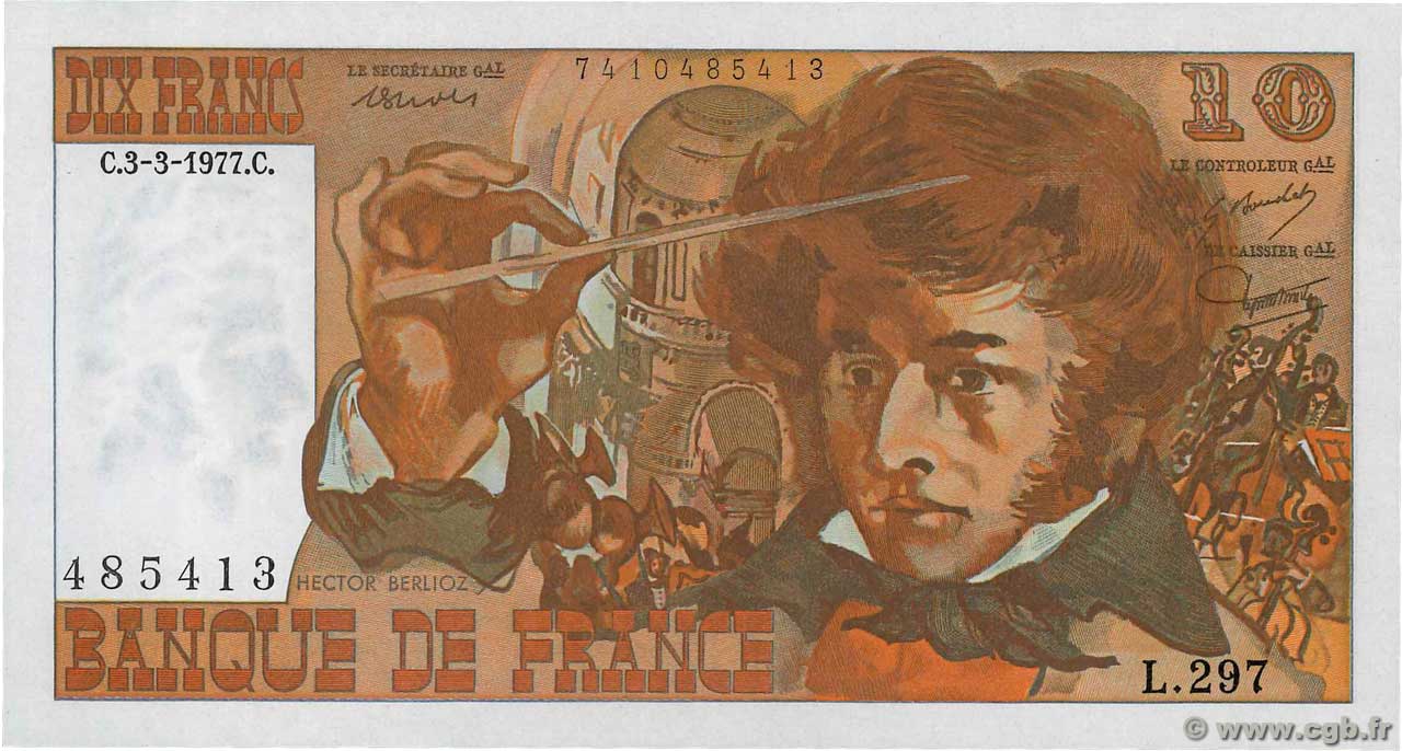 10 Francs BERLIOZ FRANCE  1977 F.63.21 UNC-