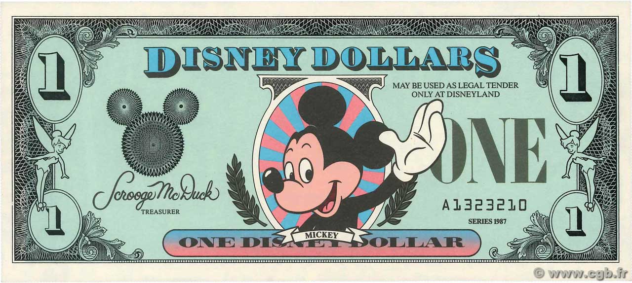 1 Disney dollar STATI UNITI D AMERICA  1987  q.FDC