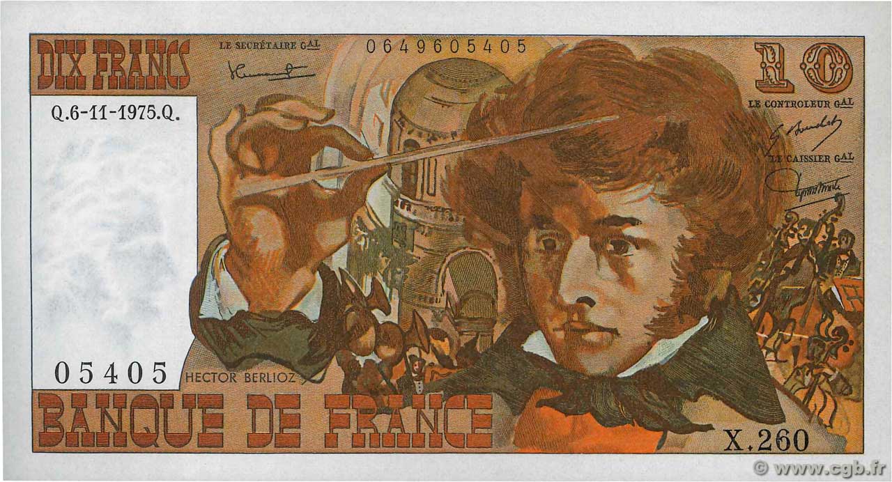 10 Francs BERLIOZ FRANCIA  1975 F.63.14 FDC