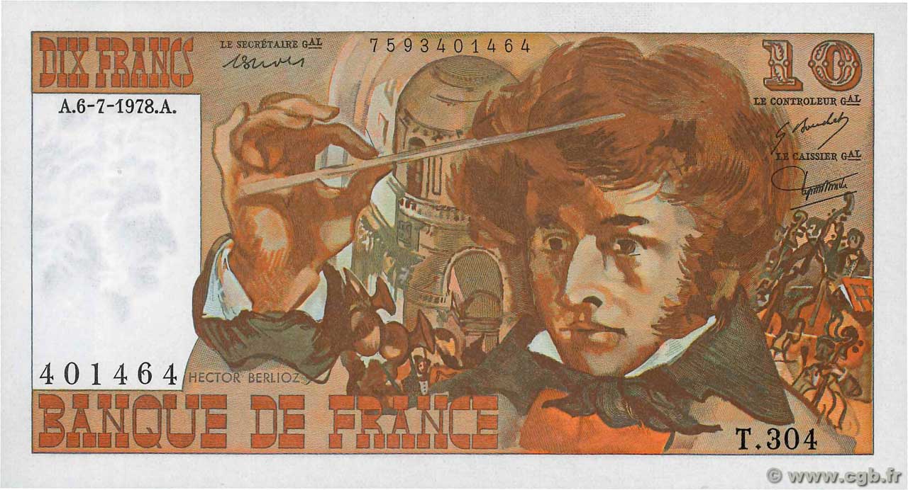 10 Francs BERLIOZ FRANCIA  1978 F.63.24 SC+