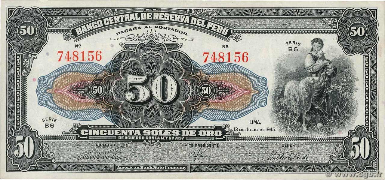 50 Soles PERU  1945 P.068Aa SS