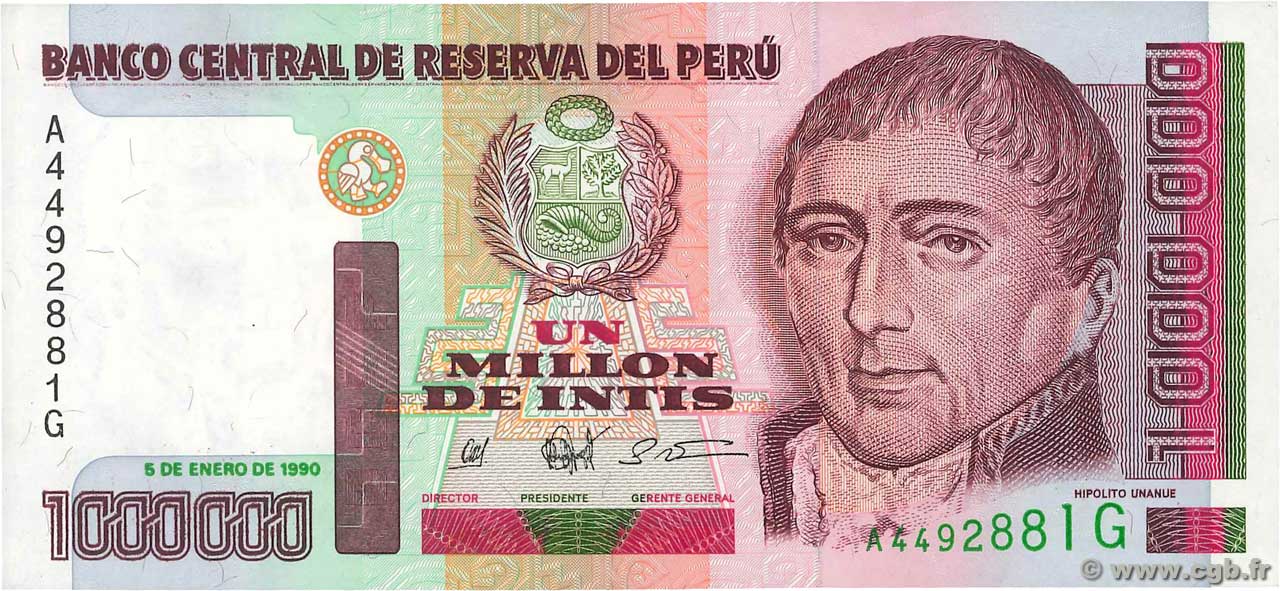 1000000 Intis PERU  1990 P.148 FDC