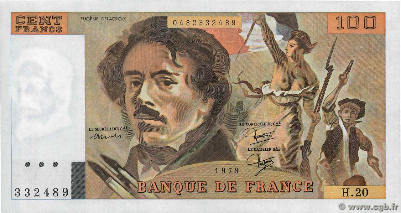 100 Francs DELACROIX modifié FRANCE  1979 F.69.03 pr.NEUF