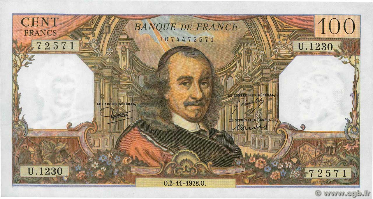 100 Francs CORNEILLE FRANCE  1978 F.65.64 AU