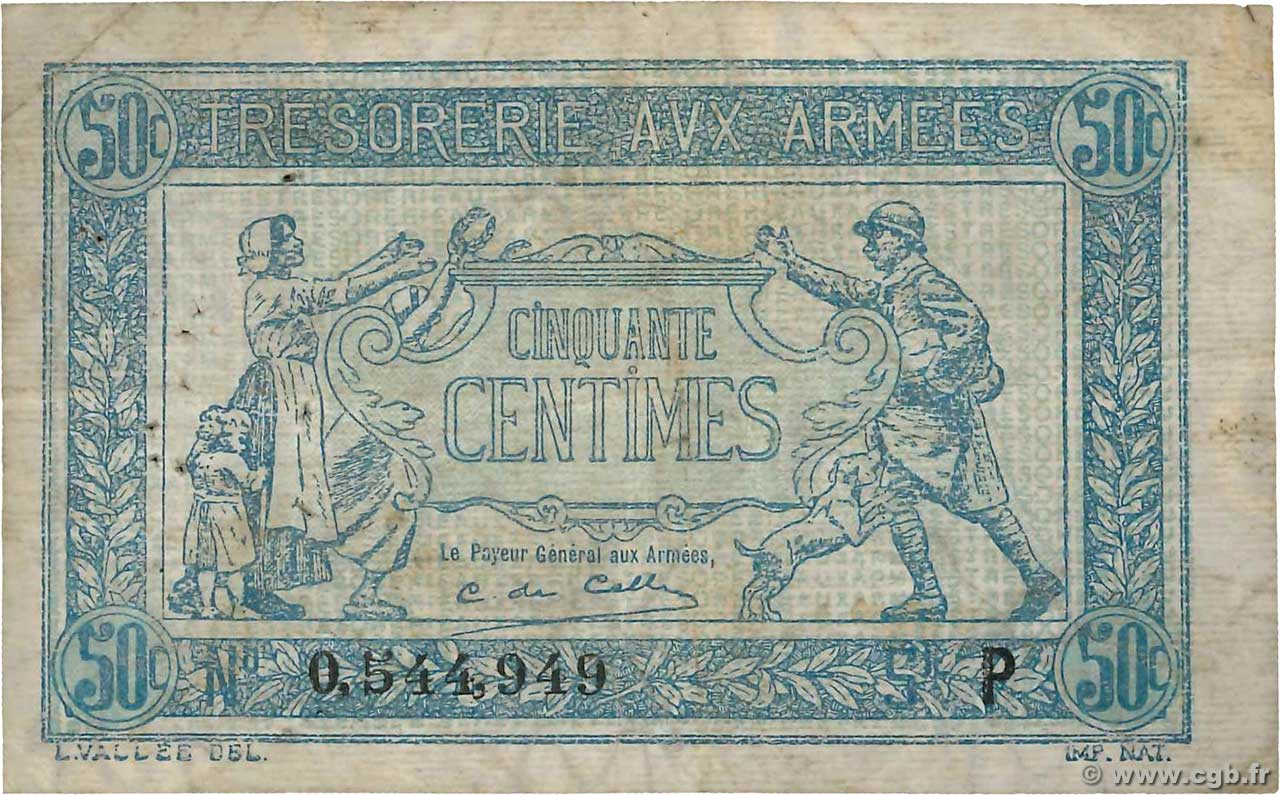 50 Centimes TRÉSORERIE AUX ARMÉES 1917 FRANCIA  1917 VF.01.16 MB
