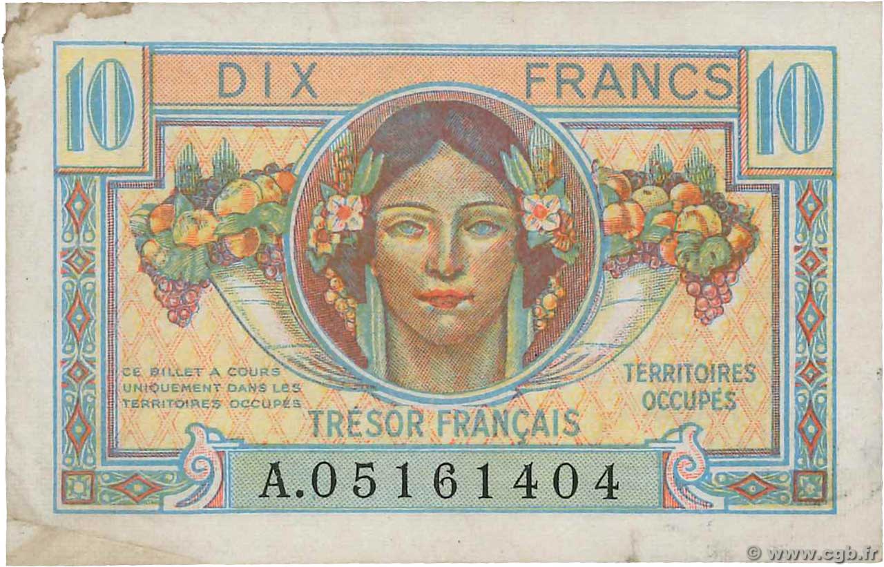 10 Francs TRÉSOR FRANÇAIS FRANCIA  1947 VF.30.01 BC+