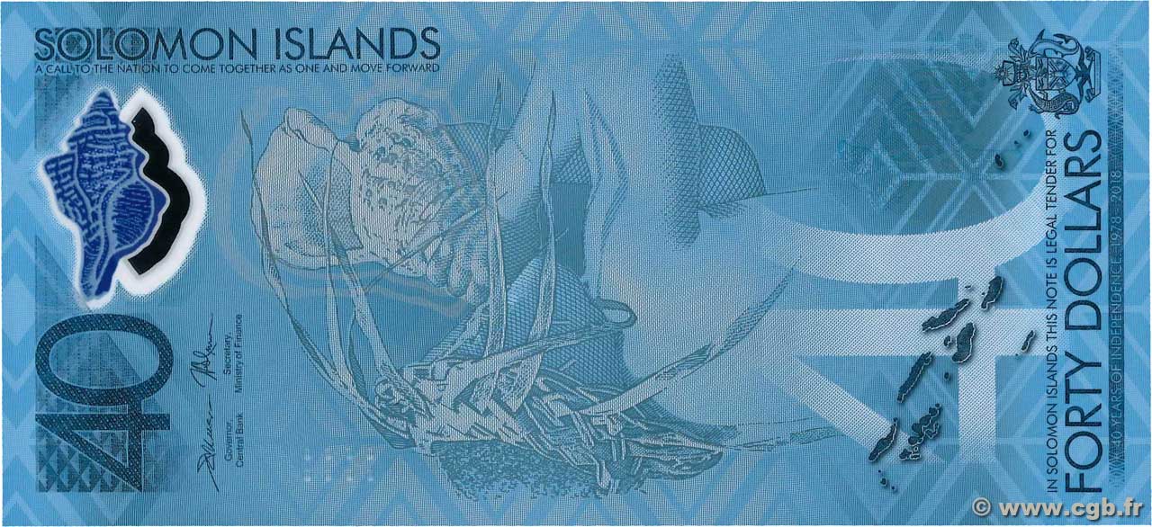 40 Dollars Commémoratif SOLOMON ISLANDS  2018 P.37 UNC
