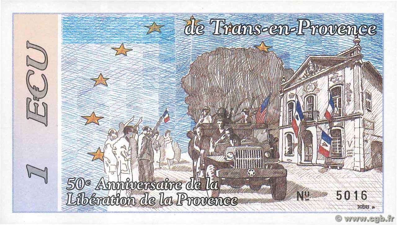 1 Ecu FRANCE regionalism and miscellaneous Trans-en-Provence 1994  UNC