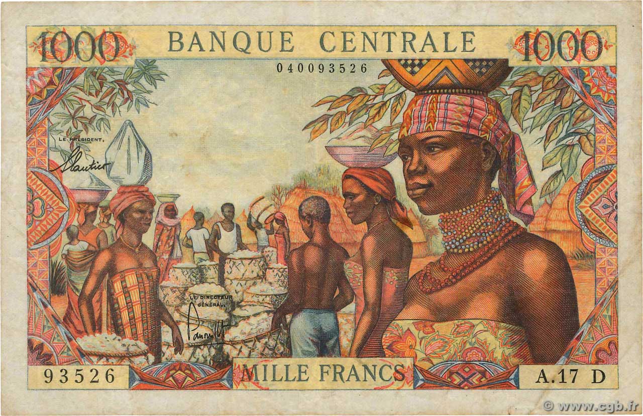 1000 Francs EQUATORIAL AFRICAN STATES (FRENCH)  1962 P.05h fSS