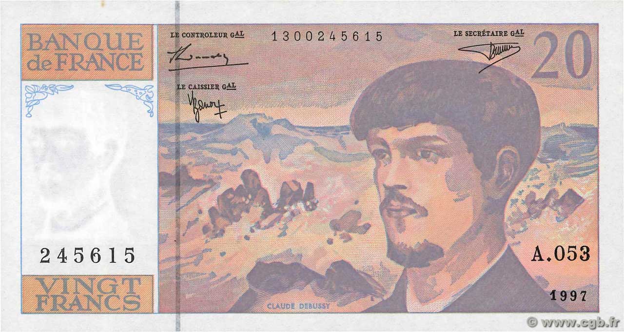 20 Francs DEBUSSY Modifié FRANCE  1997 F.66ter.02A53 UNC-