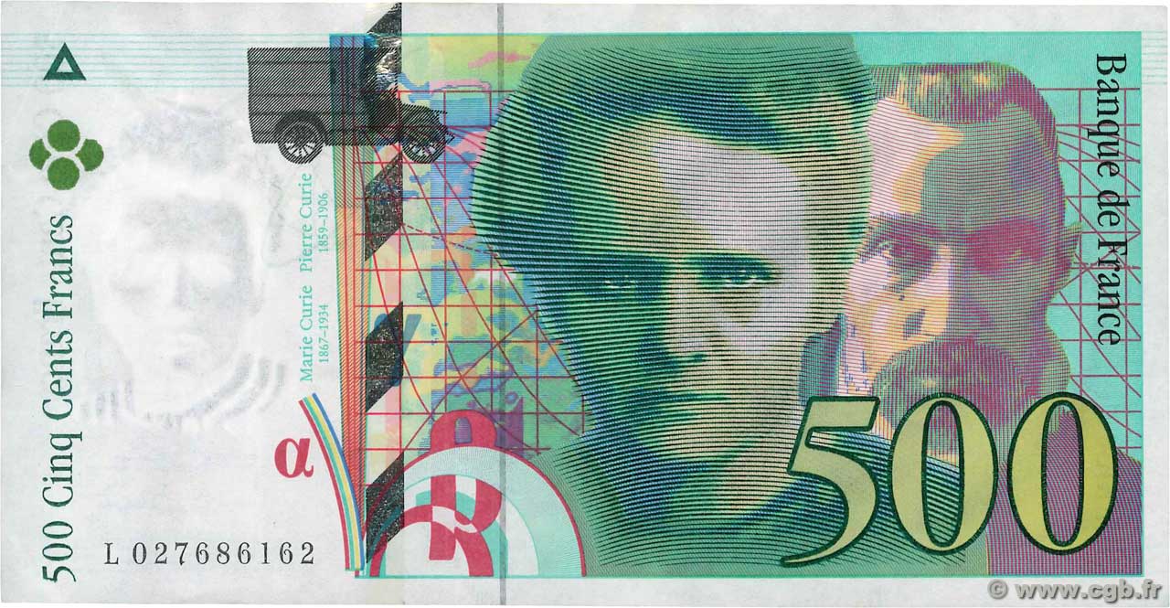 500 Francs PIERRE ET MARIE CURIE FRANCE  1994 F.76.01 VF