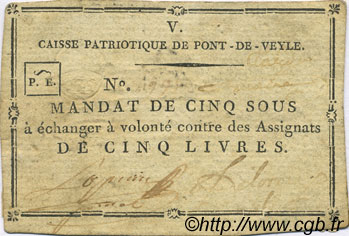 5 Sous FRANCE Regionalismus und verschiedenen Pont-De-Veyle 1792 Kc.01.074 SS