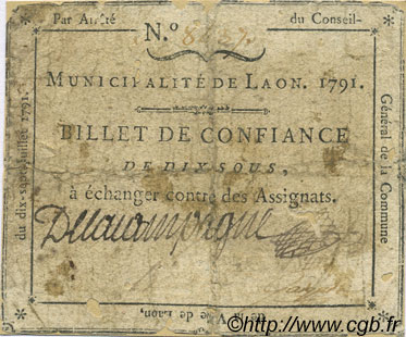 10 Sous FRANCE regionalism and various Laon 1791 Kc.02.092 VG