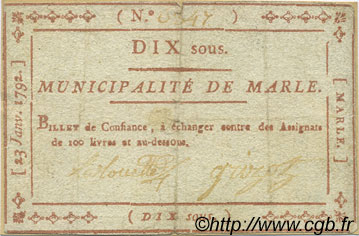 10 Sous FRANCE regionalism and miscellaneous Marle 1792 Kc.02.116 VF
