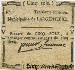 5 Sols FRANCE regionalism and miscellaneous L Argentiere 1792 Kc.07.080 VF+