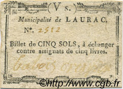 5 Sols FRANCE regionalism and miscellaneous Laurac 1792 Kc.07.082 VF