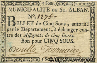 5 Sous FRANCE Regionalismus und verschiedenen Saint Alban 1792 Kc.07.117 VZ