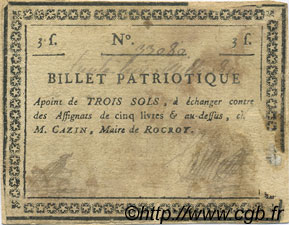 3 Sols FRANCE regionalism and miscellaneous Rocroy 1792 Kc.08.017 VG