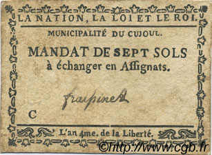 7 Sols FRANCE regionalism and miscellaneous Cujoul 1792 Kc.12.030 VF
