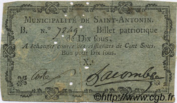 10 Sous FRANCE régionalisme et divers Saint Antonin 1792 Kc.12.145 TB