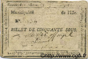 50 sous FRANCE regionalismo e varie Isle Sur La Sorgue 1792 Kc.13.062a MB
