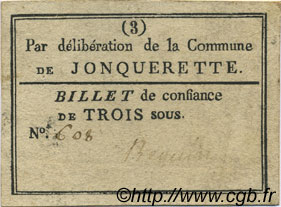 3 Sous FRANCE regionalism and various Jonquerette 1792 Kc.13.066 VF