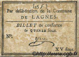 15 Sous FRANCE regionalism and miscellaneous Lagnes 1792 Kc.13.074 VF