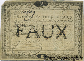 30 Sous Faux FRANCE regionalismo e varie Marseille 1792 Kc.13.088 BB