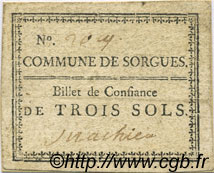 3 Sols FRANCE regionalism and miscellaneous Sorgues 1792 Kc.13.124a VF