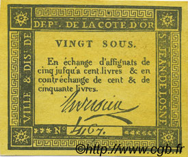 20 Sous Faux FRANCE Regionalismus und verschiedenen Saint Jean De Losne 1792 Kc.21.046x VZ