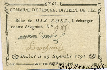 10 Sols FRANCE regionalism and various Lesche 1792 Kc.26.088 XF