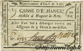 1 Sol FRANCE Regionalismus und verschiedenen Nogent Le Roy 1792 Kc.28.093 SS