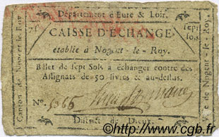 7 Sols FRANCE Regionalismus und verschiedenen Nogent Le Roy 1792 Kc.28.096var S