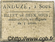 2 Sous FRANCE regionalism and miscellaneous Anduze 1792 Kc.30.015 VF