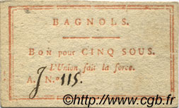 5 Sous FRANCE regionalism and miscellaneous Bagnols 1792 Kc.30.022 XF