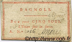 5 Sous FRANCE regionalism and various Bagnols 1792 Kc.30.022 VF+