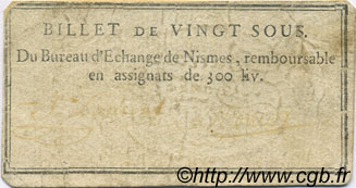 20 Sous FRANCE regionalism and various Nimes 1792 Kc.30.063 VF